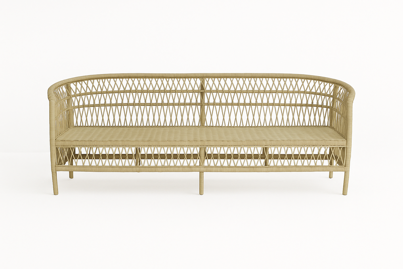 Simple Space Rattan Malawi Style 4 seater Sofa / Bench For Indoor and Outdoor