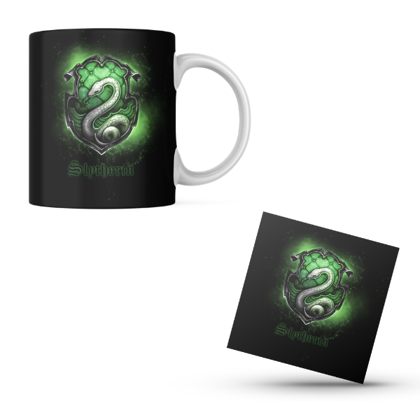 Harry Potter Slytherin Themed Printed Coffee Cup and Coaster Set