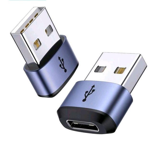 2 Pack USB Male to Type-C Female Fast Charging Converter Adapte