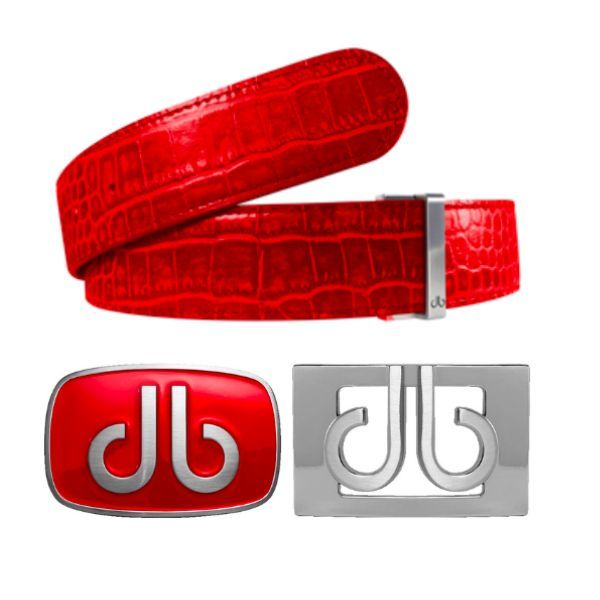 Druh Red Crocodile Leather Belt Including Two Bu image