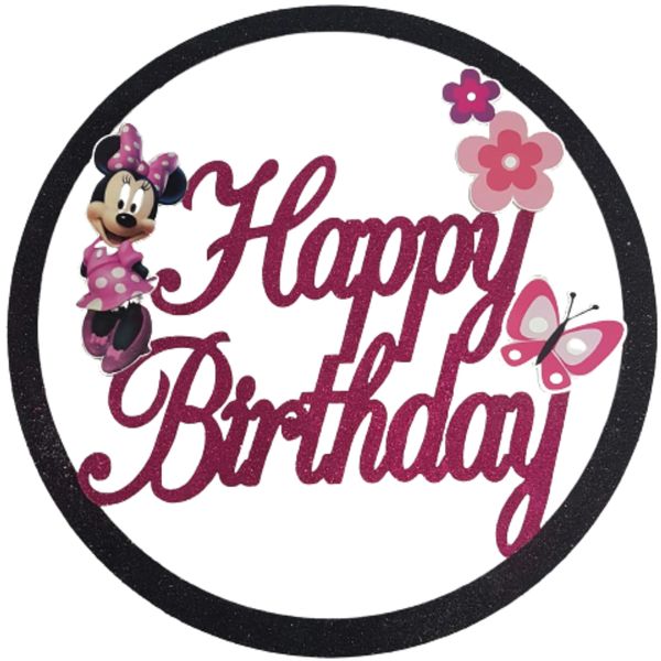 Minnie Glitter Round Wooden Sign 74cm