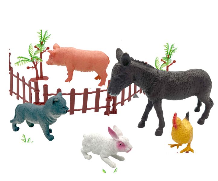 Little Farmer's Delight - Farm Animal Playset with Fencing and Trees