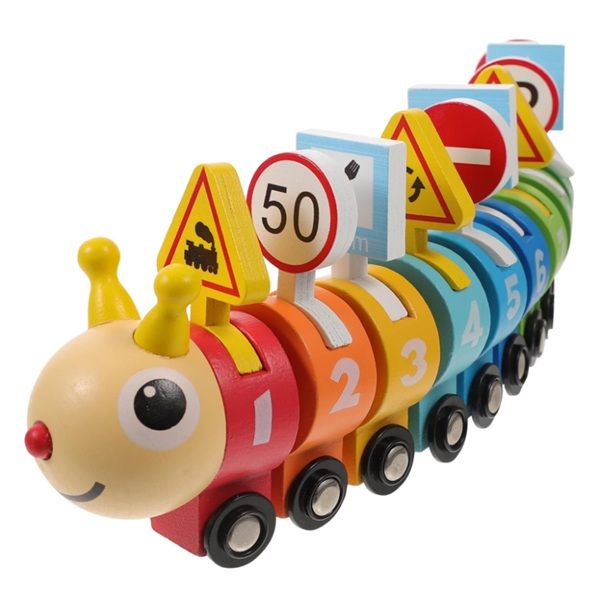 Montessori Wooden Train Caterpillar with Street Signs 2-4 year - olds - Quality