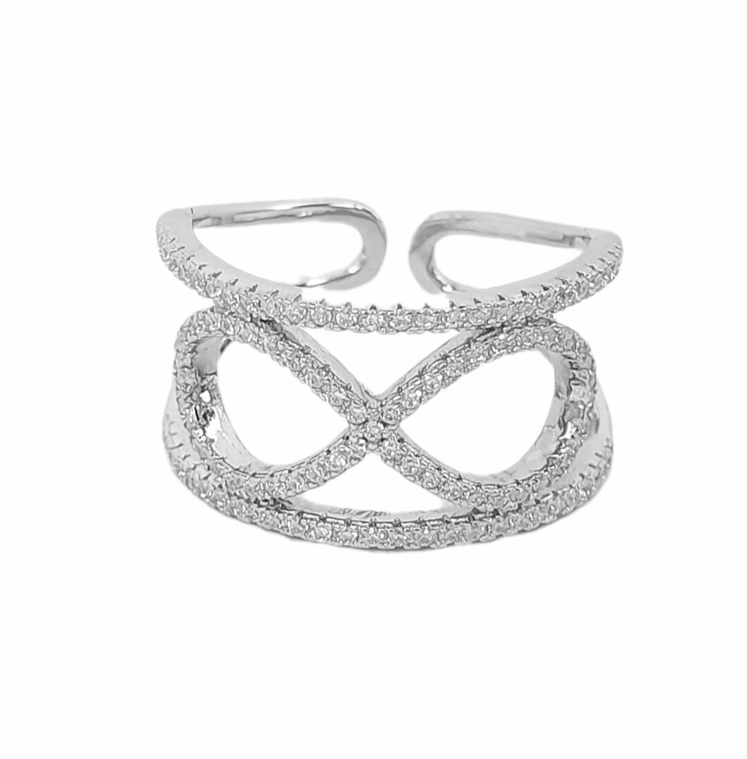 Ladies Silver Cubic Zirconia Infinity Dressing Ring | Shop Today. Get ...