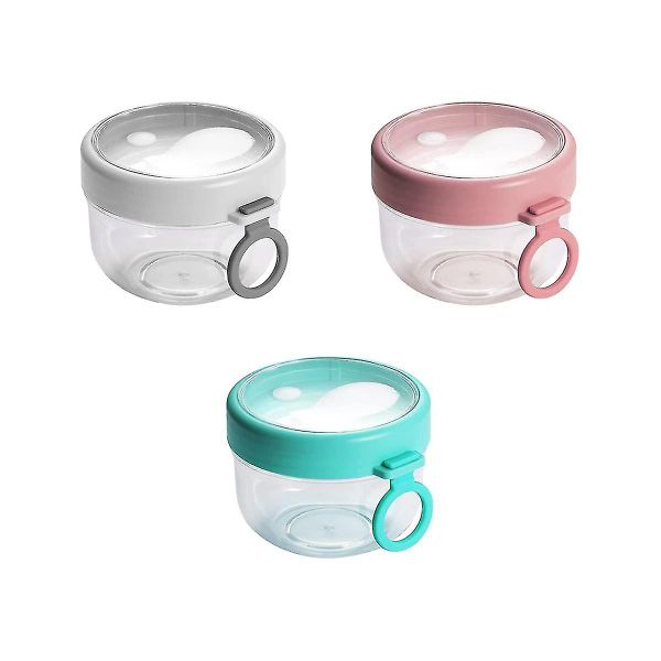 3-Piece Overnight Oat/Yogurt Container with Lid and Foldable Spoon
