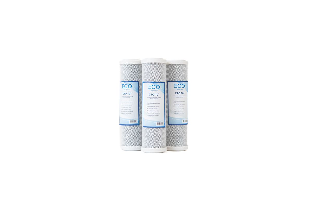 ECO Water Filters - 10 inch CTO Carbon Block Cartridge (3-Pack)