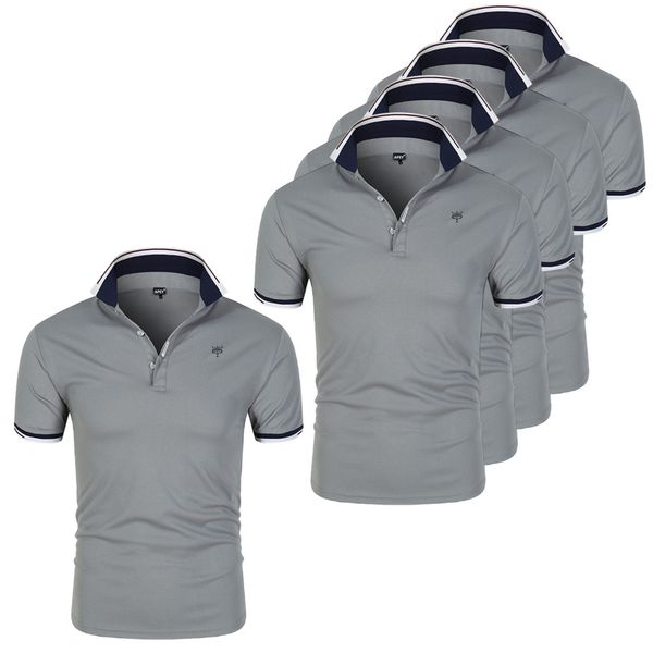 5x T Shirts For Men Plain Golf Shirts Mens T Shirts Polo - APEY - Ash Grey
