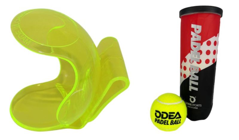 Odea! Three Padel Balls in Tube and Clip on Tennis Padel Ball Holder