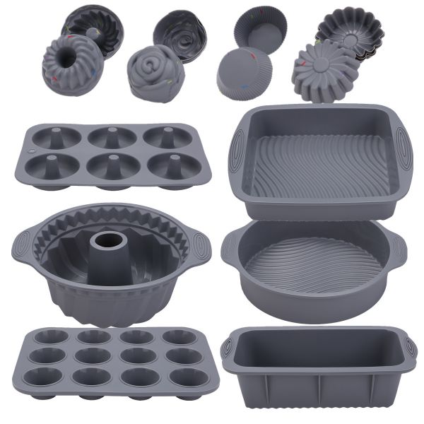 Nonstick Silicone Bakeware Set, Silicone Cake Molds Set Toast Mold 30 Piece