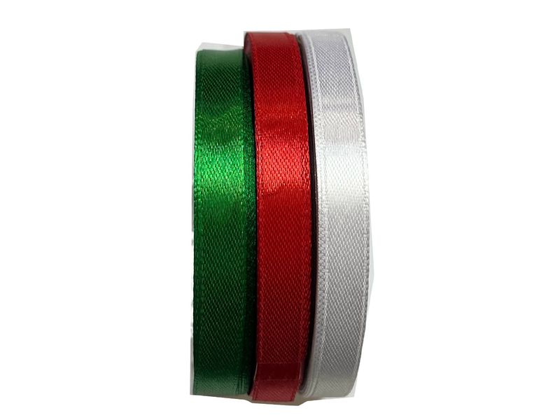 BEAD COOL - Satin Ribbon 10mm width - Green Red White - Bows and Wrappings