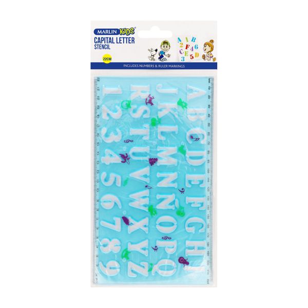 Marlin Kids - Capital Letter Stencil With Ruler Marking (Pack Of 12)