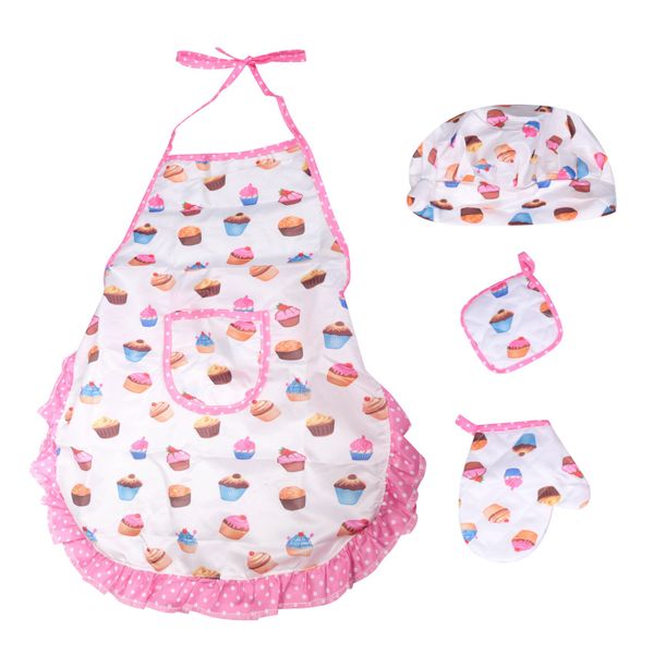 4 Pcs Kids Cooking and Baking Set Includes Apron Chef Hat for Toddler