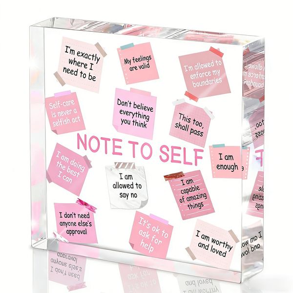 Pink Acrylic Desk Decor 4×4" - Motivational Gift for Women and Dorms