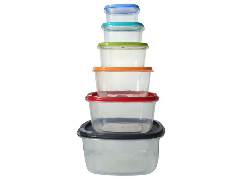 Storage Containers Transparent Polypropylene 6pc With Multicoloured Lid