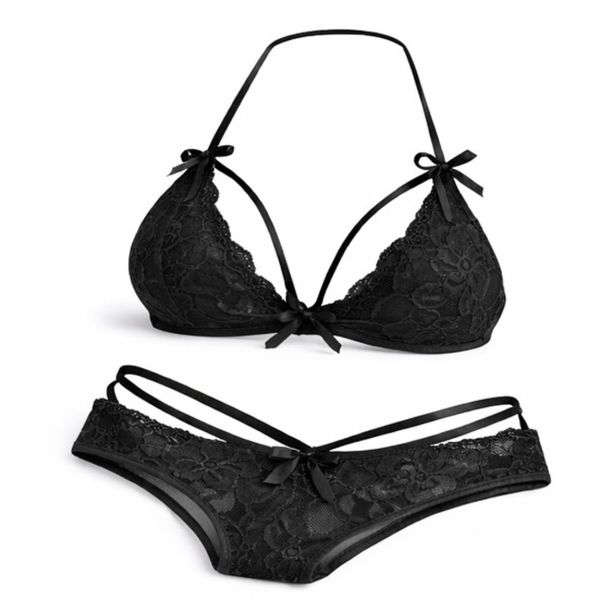 Women's Seductive Lace Two-Piece Set - Adjustable Strappy Lingerie