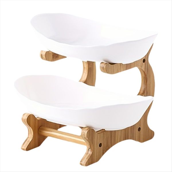 Fruit Plate Living Room Kitchen Snack Plate White Double Layer