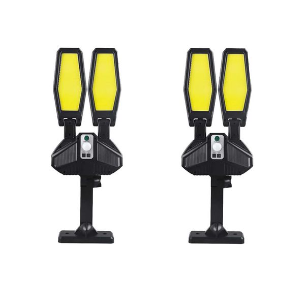 2 Set Of 202 COB Dual Head Solar Induction Wall Lamp