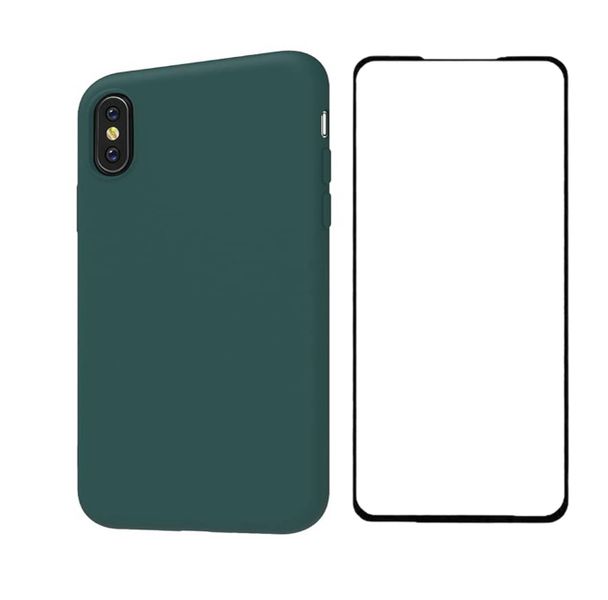 SiliconePhone Case &amp; Screen Protector Combo For IphoneX &amp; XS-Midnight Green