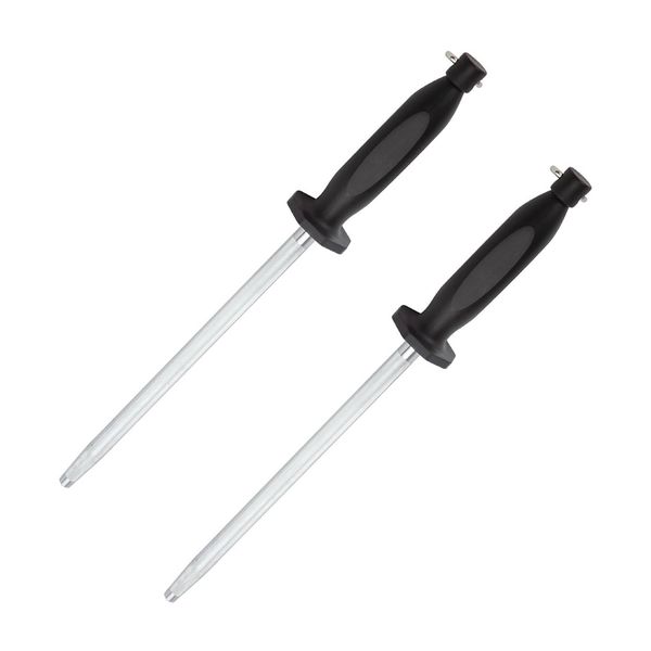 Set Of 2 10-Inch Stainless Steel Knife Sharpener Rods With Ergonomic Handle