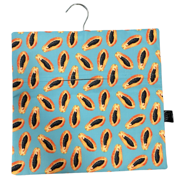 Laudry Peg Bag - Sliced Paw-Paw with Black Seeds on Blue