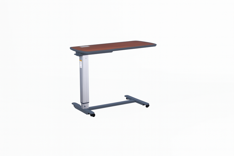 Overbed Table - Adjustable Height Aluminium Frame with Wooden Top