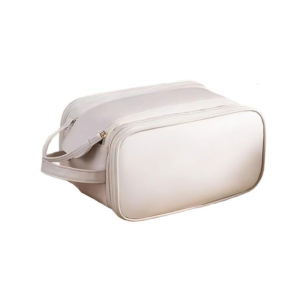 Large Capacity Water Resistant PU Leather Toiletry Bag Travel Makeup Bag