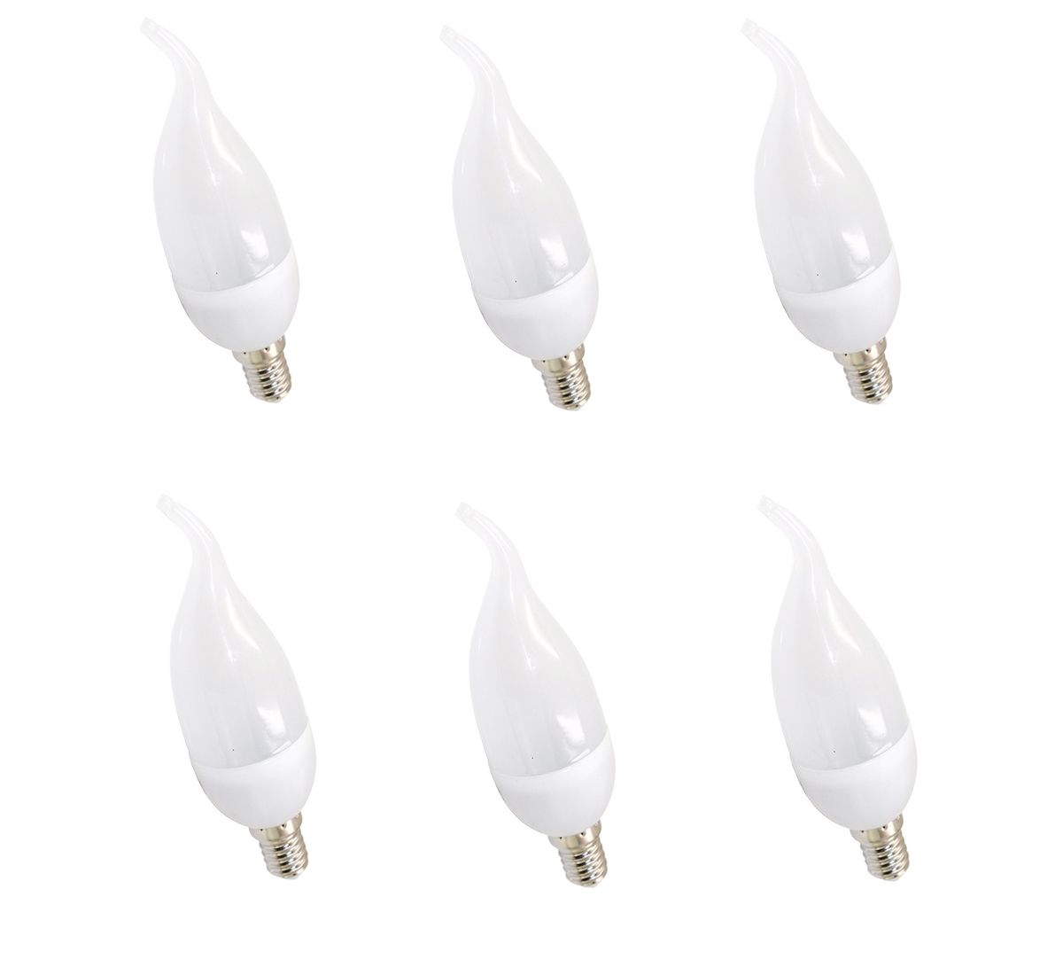 6 x LED Screw E14 Candle Shape Dim Home Bulb Lamp Light Dim White