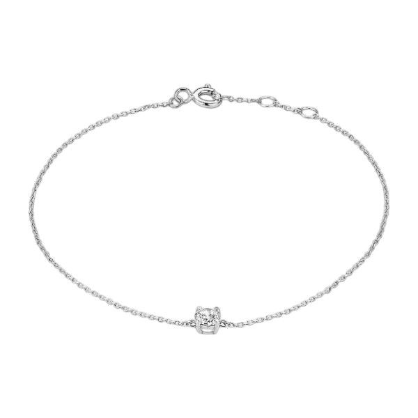 S925 Sterling Bracelet With Rhinestone Pendant - Silver
