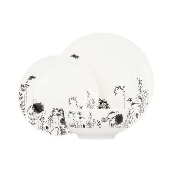 Russell Hobbs 12 Piece Coupe New Bone Decal Dinnerware Set