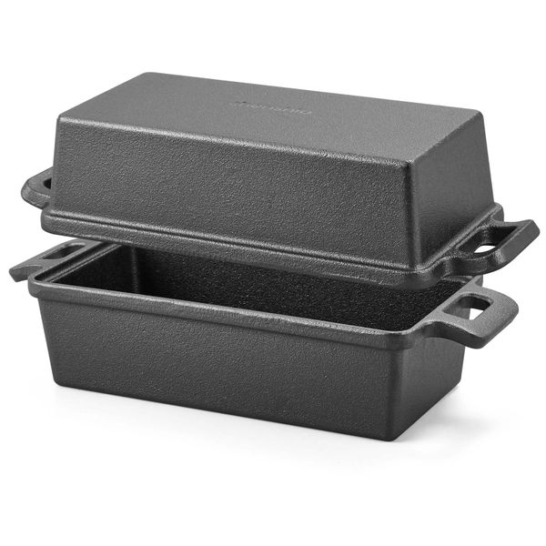 Chenshia 2.6L Cast Iron Baking Pan Banana Loaf Bread Baking Pan &amp; 2.3L Lid