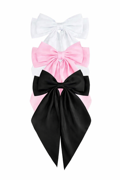 3 x Elegant Satin Hair Bow Clips