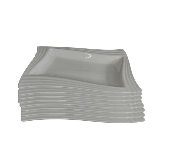 White Motion Shape Serving Platter 29.5cm - 8 Piece