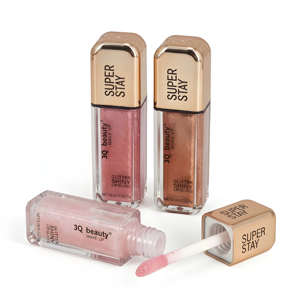 3 Pieces Mixed Color Glitter Lip Gloss Long Lasting Shiny Set