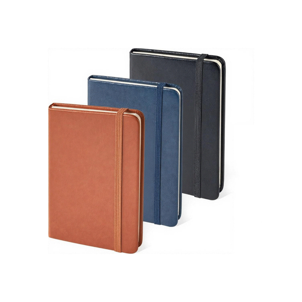 A6 Leather Notebook Set | 3 Mini Notepads | Pocket Size | Brown/Blue/Black