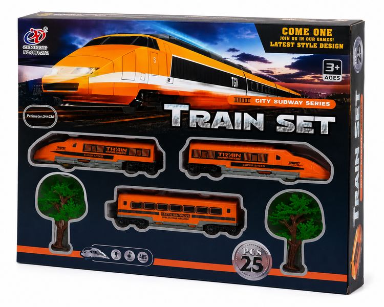 25 Piece City Subway Train Set with Tracks and Accessories - Orange