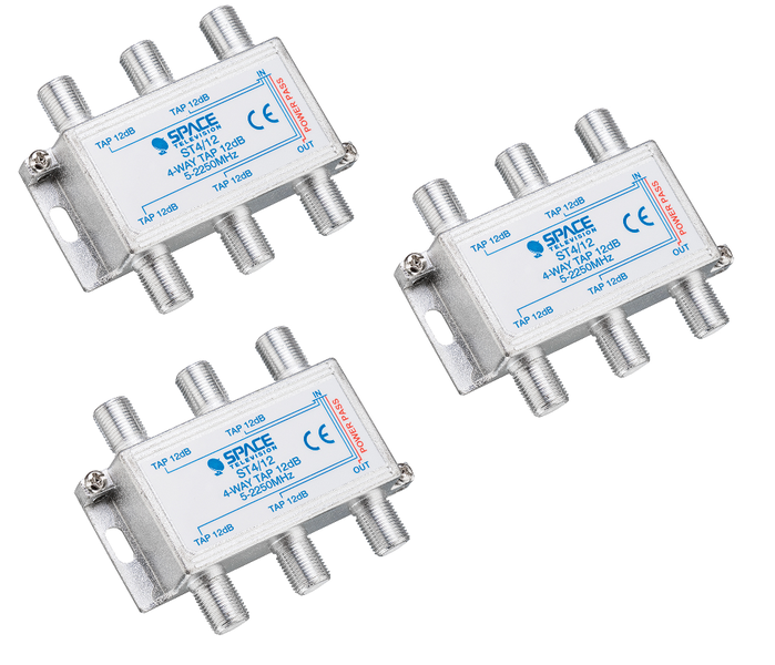 Space TV Satellite IF Tap - 4 Way - 12db (5 – 2250MHz) - 3 Pack