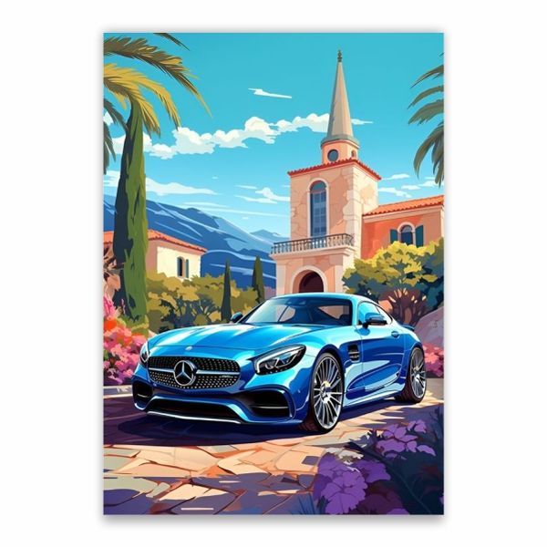 Blue Mercedes In Italy Poster - A1
