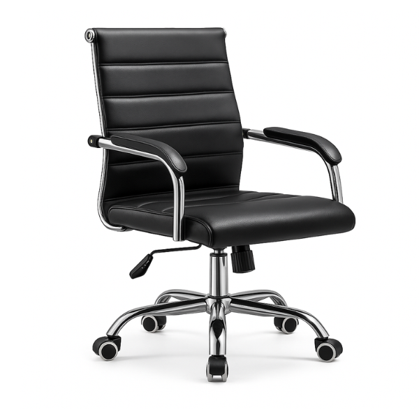 Leather Office Chair PU Leather Desk Chair Adjustable Height &amp; Ergonomic