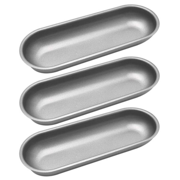 Hot Dog Mold Carbon Steel Sausage Molds Non Stick Bakeware Oval 3Pieces