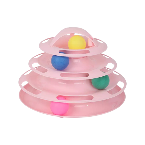 4 Layer Interactive Tower Toy for Cats - Baby Pink