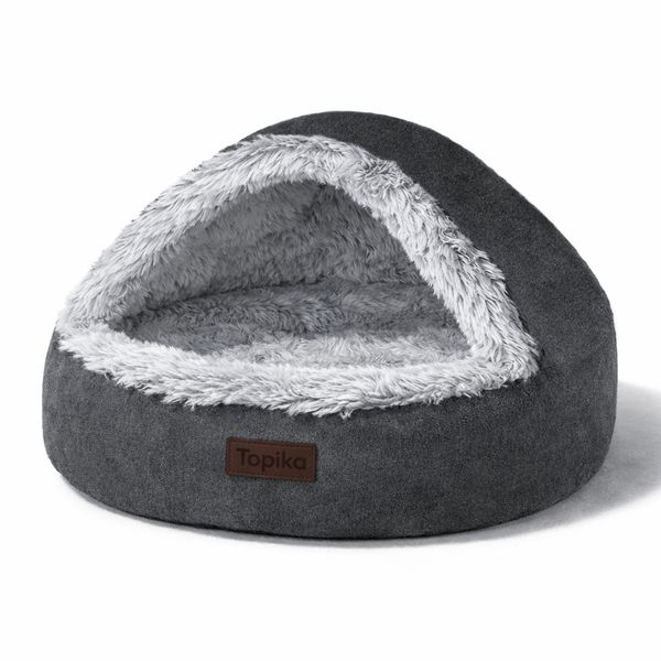 Topika Calming Dog &amp; Cat Cave Bed With Hooded Cover