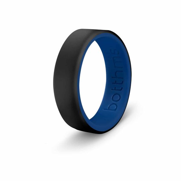 botthms Dual Silicone Ring, Silicone Wedding Ring For Men, Black &amp; Blue