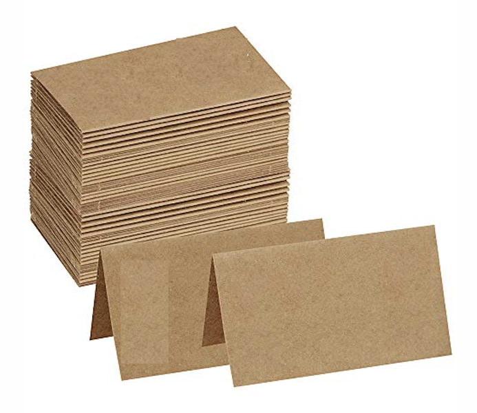 Decor Party Cardboard Wedding Table Place Cards Set of 48 - 10cm Brown