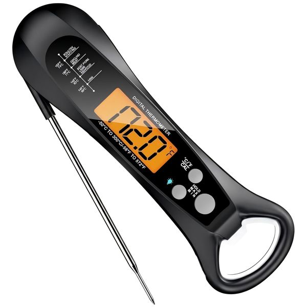 Folding Digital Meat Thermometer: IP67 Waterproof 2-3s Instant Read BBQ