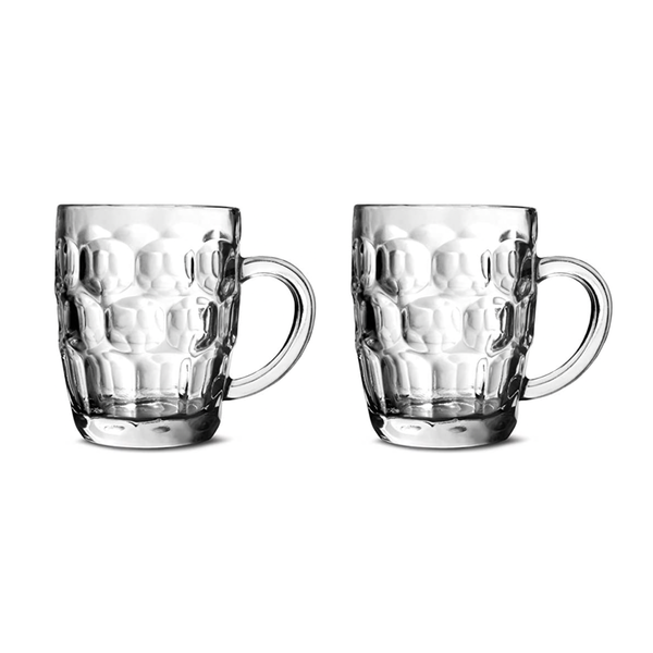 Traditional Dimpled Beer Glasses 500ml - Set of 2