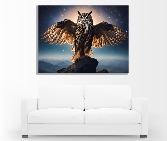 0194 Proud Sleek Owl Canvas Wall Art