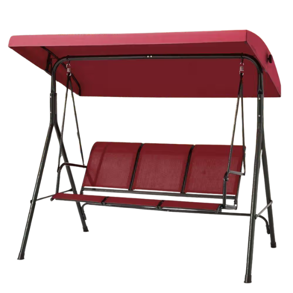 3 Seat Patio Swing, Outdoor Swing with Removable Cushions