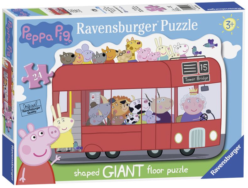 Ravensburger - 24Pc Giant Shaped Peppa Pig Bus Floor Puzzle