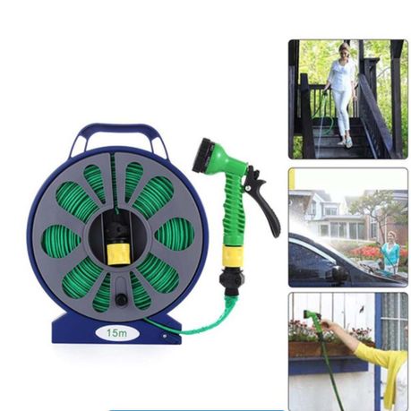 50FT 15M Retractable Garden Watering Turntable Flat Hose Pipe