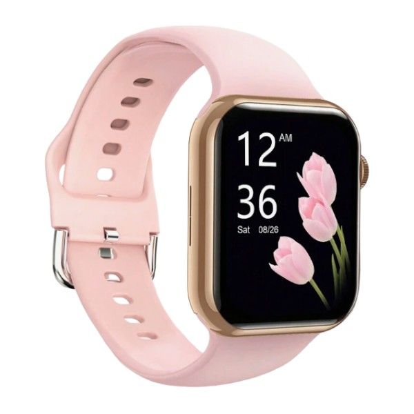 Versatile Silicone Smart Watch With Sports &amp; Health Monitoring - Pink/Gold